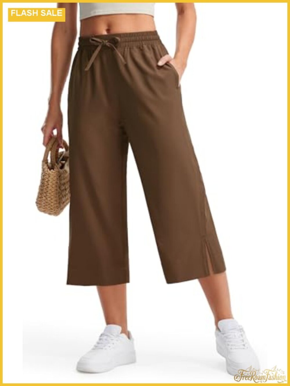 Lightweight Wide Leg Capri Pants Women Quick-Dry Travel Summer